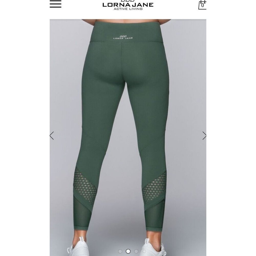 Lorna Jane mesh leggings burgundy full length Sz 8 adjustable waist $120 pocket - Picture 3 of 9